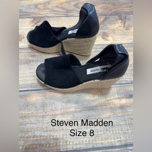 Steve Madden Black Espadrille Wedges